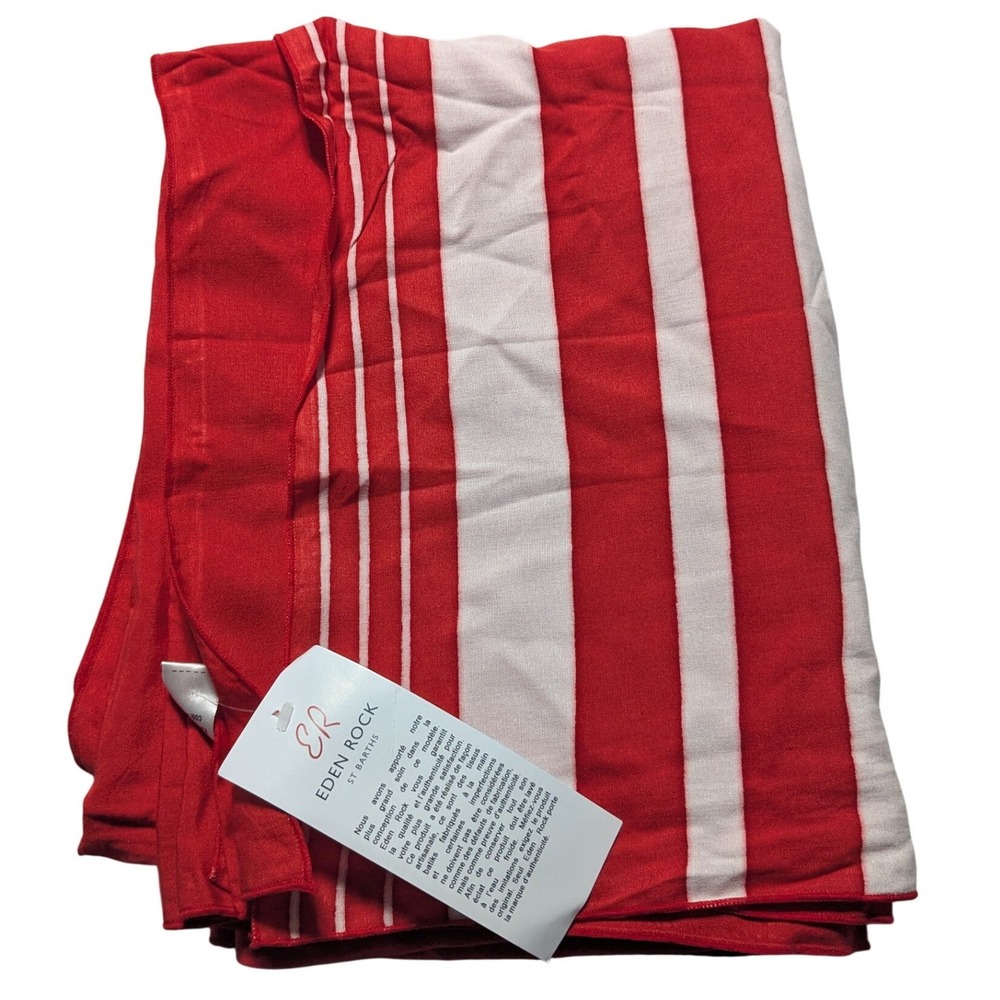 Eden Rock St Barths Red White Striped Batik Rayon Sarong Beach Wrap Tahiti NEW